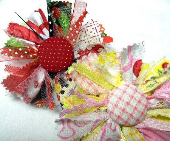 Hochzeit - Raggy Fabric Flower Tutorial PDF ... Make Handmade Fabric Flowers ... Flower Pattern no. 6
