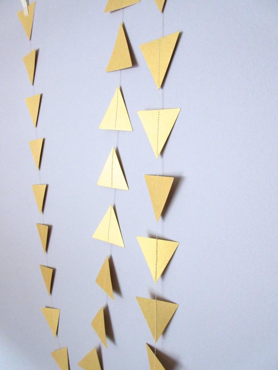 Hochzeit - Geometric Garland, Triangle Garland, Gold Tribal Garland, Gold Garland, Gold Nursery Decor, Gold Wedding Party Decorations, Gold Banner