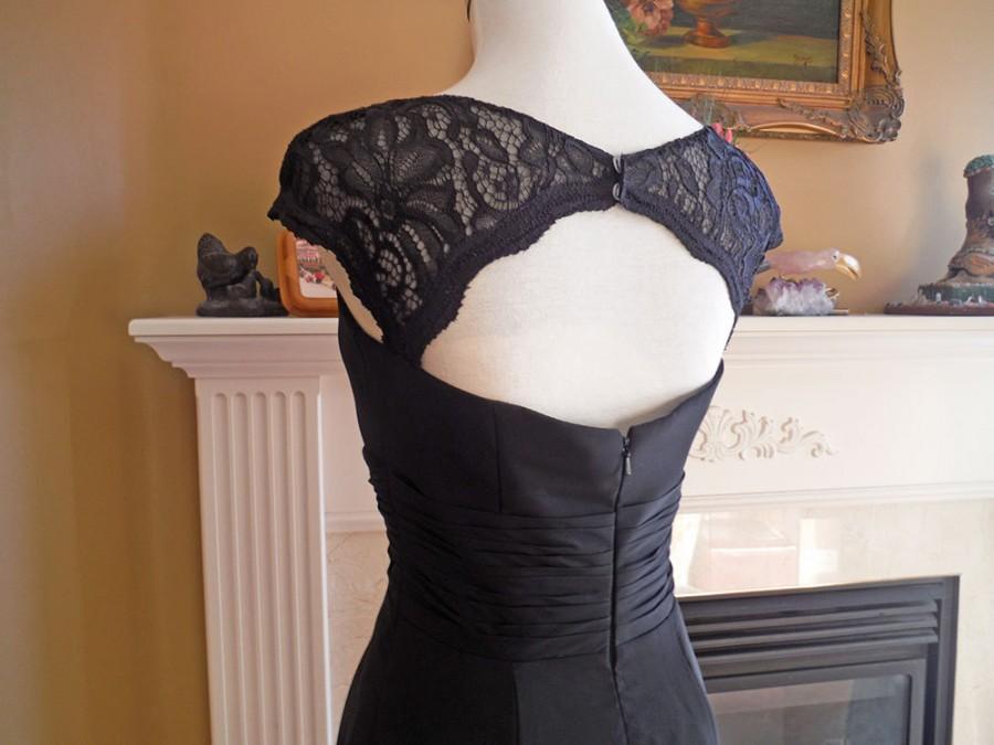 Wedding - Black lace bridesmaid dress, Prom dress 2016 - Keyhole back, Lace straps