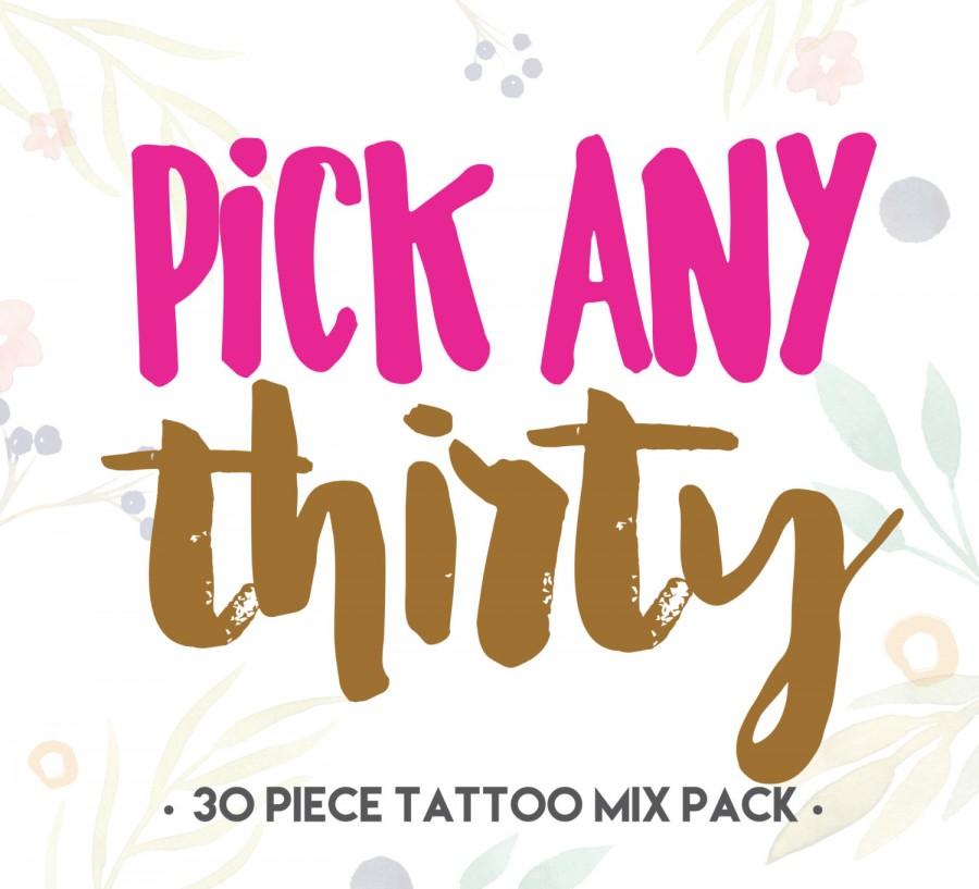 Hochzeit - Pick any THIRTY 30 Tattoos / Bachelorette party / Bachelorette flash tattoos / Gold foil tattoos / Hen night / Hen do / Temporary tattoos