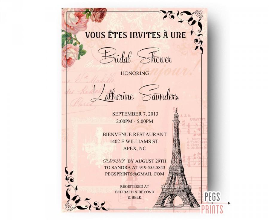 Mariage - Paris Bridal Shower Invitation (Printable) Paris Themed Invitations - Parisian Bridal Shower Invitations - Paris Theme Bridal Invitation