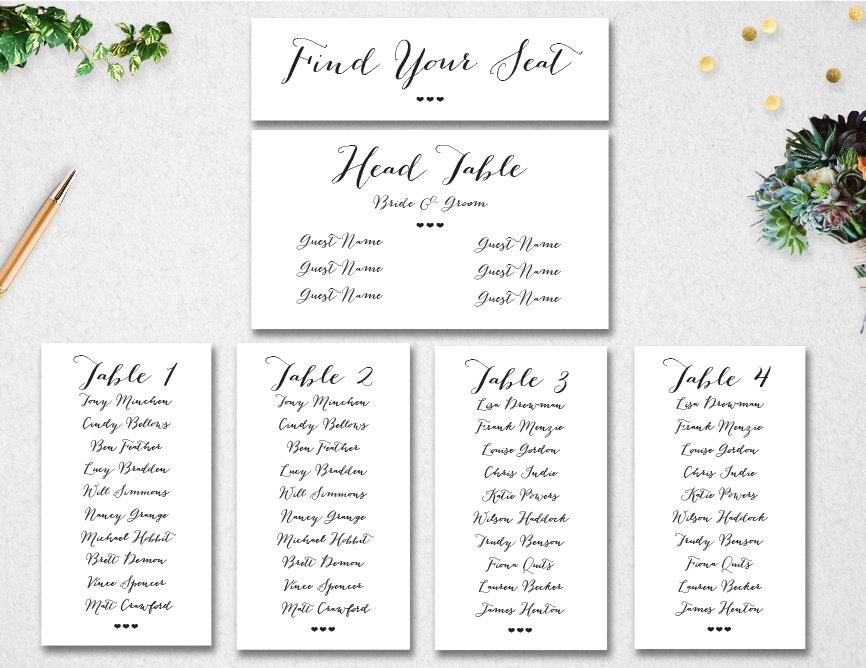 زفاف - Wedding Table Seating Chart - Editable Template INSTANT DOWNLOAD // Printable // Find Your Seat // Header Card // Table Seating // PDF