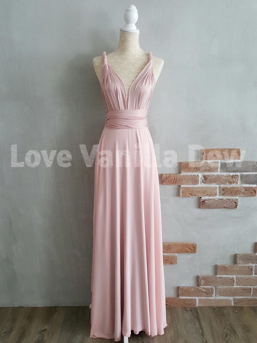Hochzeit - Bridesmaid Dress Infinity Dress Nude Pink with Chiffon Overlay Floor Length Maxi Wrap Convertible Dress Wedding Dress
