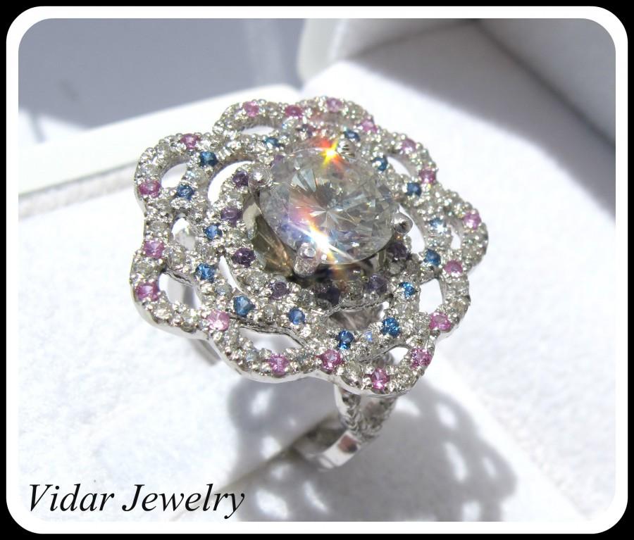 Hochzeit - 2 Ct Diamond Flower Engagement Ring
