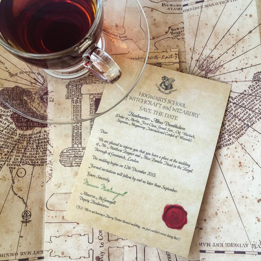 زفاف - Hogwarts Acceptance Letter Save The Date wedding geeky Harry Potter inspired wizard school magical DIGITAL COPY