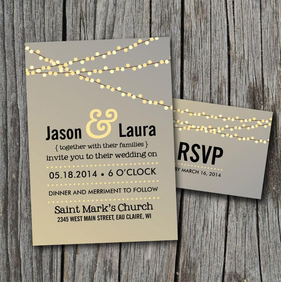 Wedding - Lights Wedding Invitation Set with RSVP - Printable or Printed