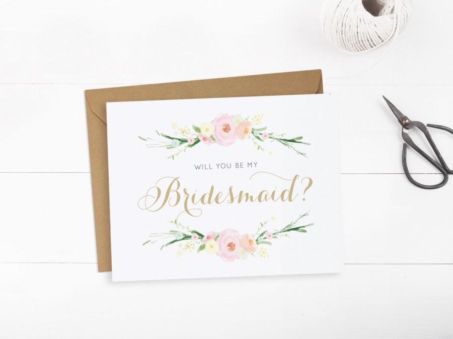 Wedding - Floral Will you be my bridesmaid cards, Card to ask bridesmaid, Will you my bridesmaid printable, INSTANT DOWNLOAD.