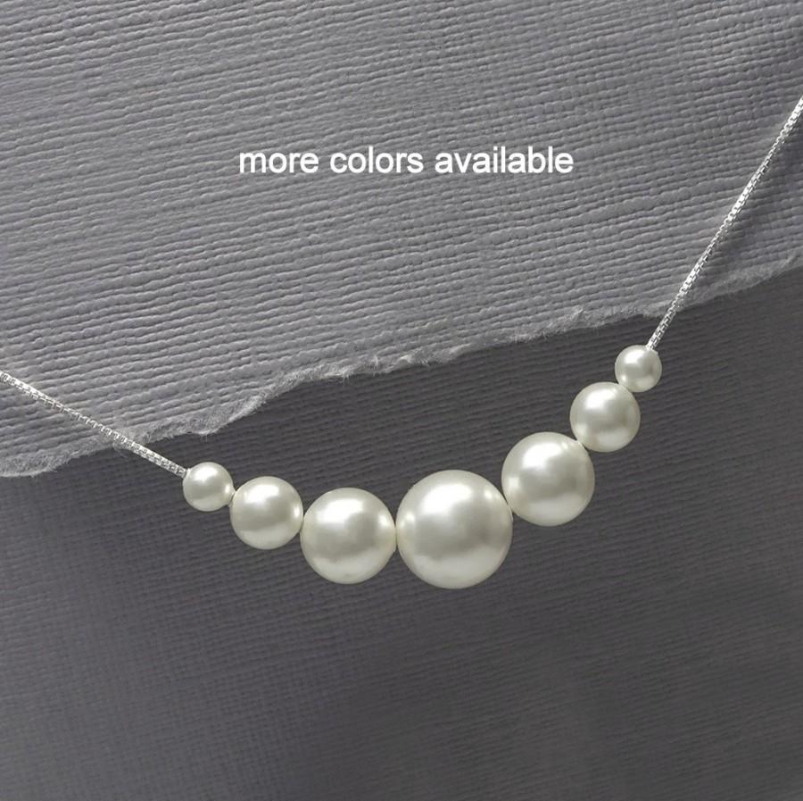 Mariage - CUSTOM COLOR Mother of the Groom Gift, Mother of the Bride Gift, Bridesmaid Necklace, Bridesmaid Gift, Swarovski White Pearl Necklace