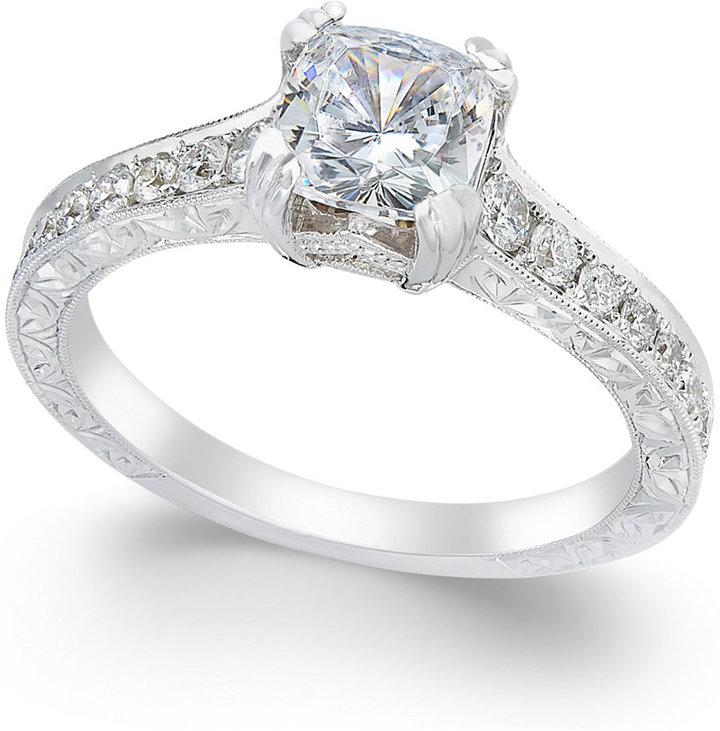 Hochzeit - Diamond Channel Set Engagement Ring (1-1/3 ct. t.w) in 18k White Gold
