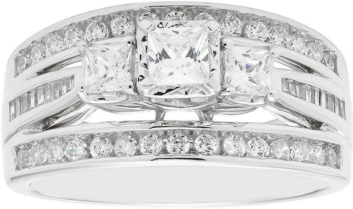 زفاف - MODERN BRIDE Love Lives Forever 1 CT. T.W. Princess-Cut Diamond 10K White Gold 3-Stone Ring