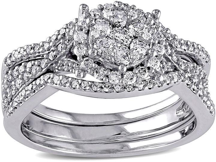 Hochzeit - MODERN BRIDE 3/4 CT. T.W. Diamond 10K White Gold Bridal Ring Set