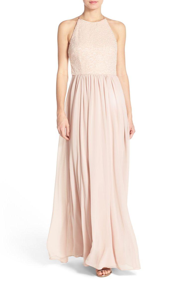 Wedding - Vera Wang Sequin Chiffon Fit & Flare Gown 
