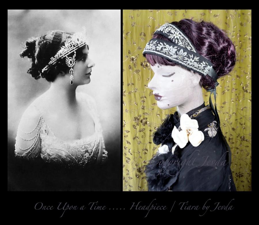 Hochzeit - Bride Head Piece, Edwardian Style, Romantic Wedding, Boho Bride, Art Nouveau, Belle Époque, Silver Headpiece, Great Gatsby Wedding