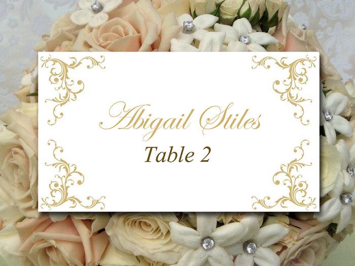 Wedding - DIY Wedding Place Card Template - Printable Escort Card Template "Diana" Gold Wedding Table Card - Wedding Reception Seating