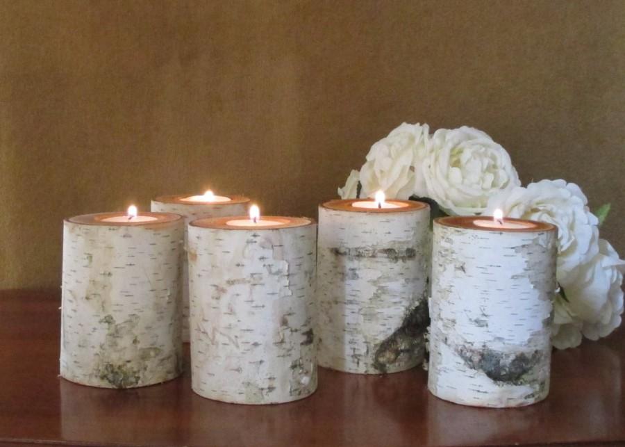 Mariage - 10  4" Birch Candle Holders for Weddings, Bridal Showers, Garden Party Centerpieces Reception Holiday Decor
