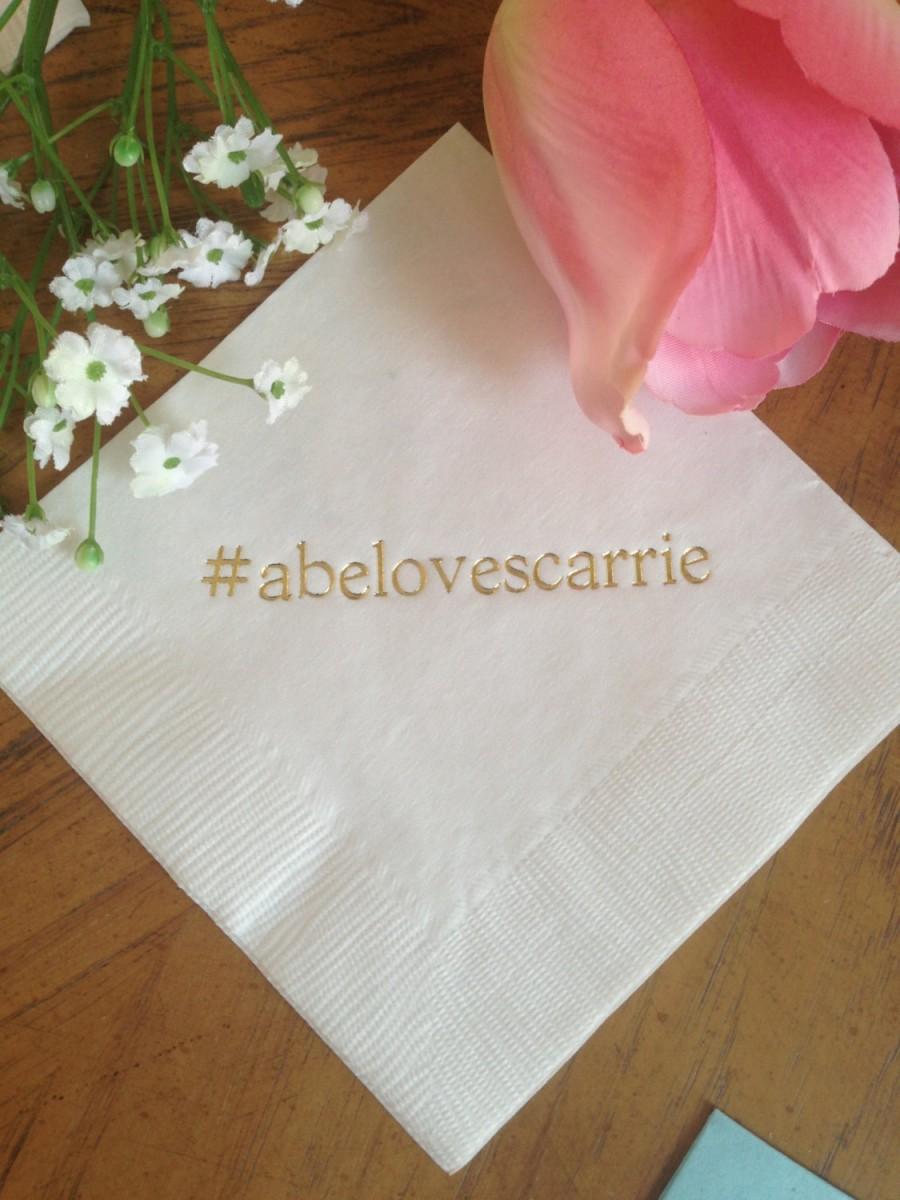 Wedding - Personalized Napkins Personalized Napkins Wedding Napkins Hashtag Hash Tag Personalized Beverage Luncheon Dinner Guest Towels Avail!