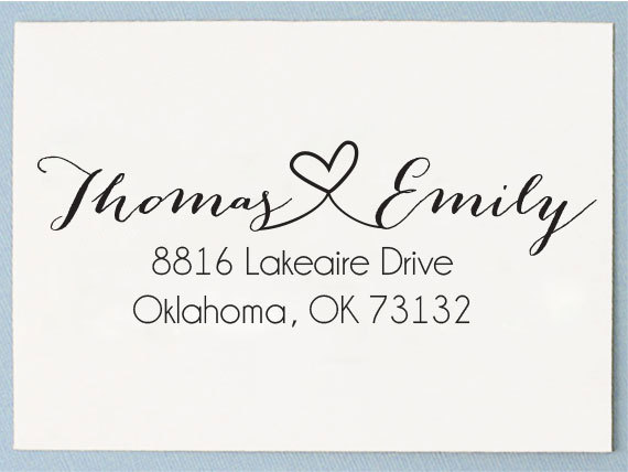 Свадьба - Self Inking Address Stamp - Custom Personalized Wedding Address Stamp  Love Connect Design - T02