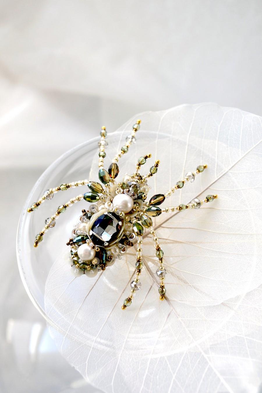 Wedding - Spider jewelry Unique Statement jewelry Spider brooch beadwork Designer jewelry Luxury gift for wife Mothers day gift Birthday gift for her