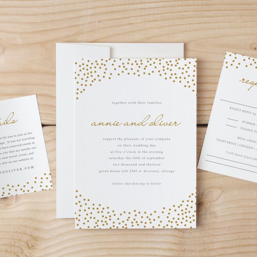 Wedding - Wedding Invitation Template Download - Gold Dots - Word or Pages MAC or PC - Instant Download - Invitation Printable - DIY