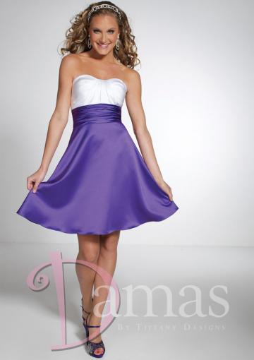 Wedding - Ruched Sweetheart Satin A-line Short Length Purple Sleeveless Lace Up Prom / Homecoming Dresses By DS 52303