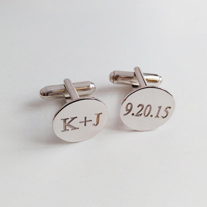 زفاف - Personalized Wedding Cufflinks,Groom Wedding Cufflinks,Date and Initials Cufflinks,Engraved CuffLinks,Elegant Monogrammed Cufflinks