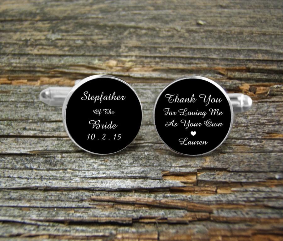 Mariage - Stepfather Of Bride Silver or Gold-Cufflinks-Wedding- Cufflink Box-Jewelry Box-Keepsake-Gift-Man gift-Step-Father-Thank you For Loving me