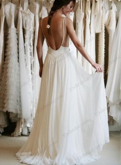 زفاف - Sexy backless flowy chiffon boho beach wedding dresses
