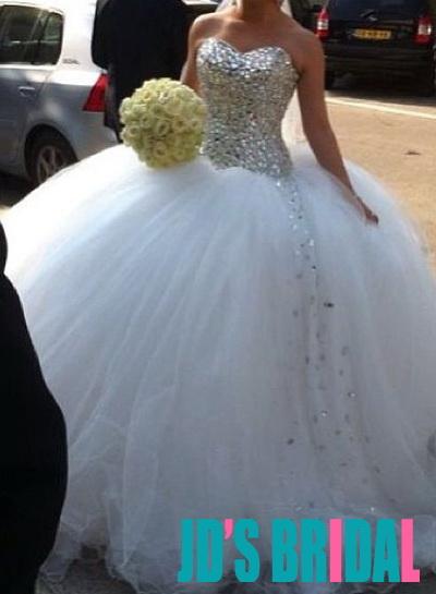 Hochzeit - JOL333 Sparkles sweetheart neckline princess tulle ball gown wedding dress