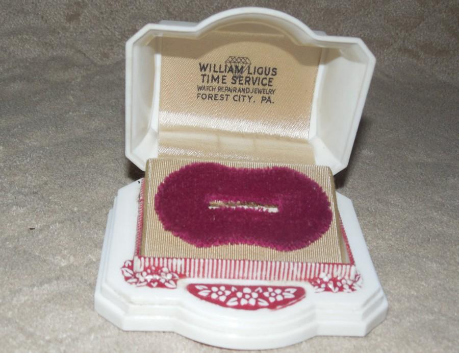 زفاف - Vintage Art Nouveau Celluloid Ring Box Red and White Engagement Birthday Gift