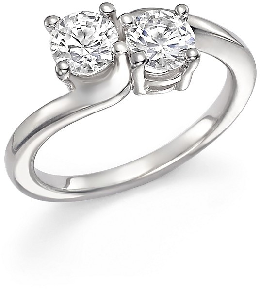 زفاف - Diamond Two-Stone Ring in 14K White Gold, 1.0 ct. t.w.
