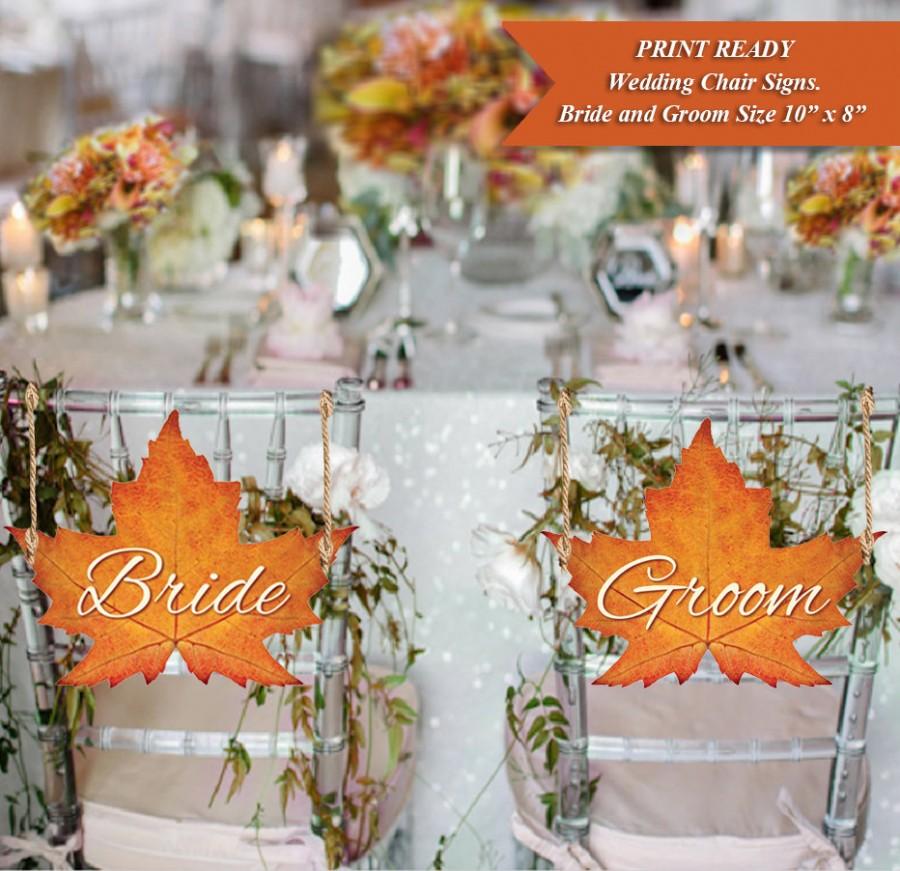 Wedding - Fall Leaf Chair Signs FALL-01-CS1-Digital Download Print Ready
