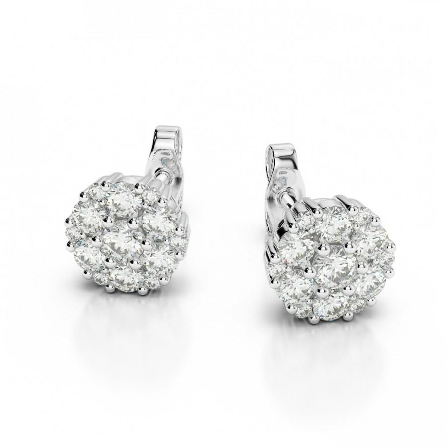 Wedding - 1.00 ct tw. Diamond Cluster Earrings 14k White Gold - Raven Fine Jewelers - Michael Raven Jewelry