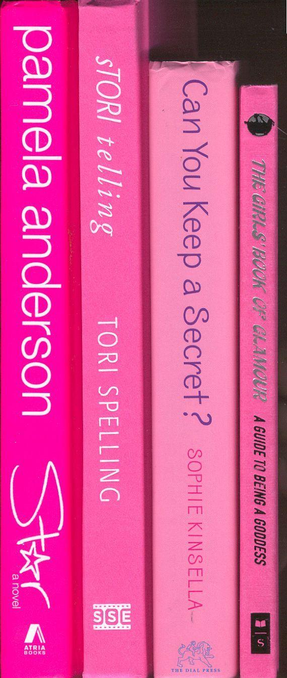 Wedding - Shades Of Pink Books, Set Of 4, Light Pink, Hot Pink, And Watermelon Decor For Library, Wedding, Office, Photo Prop, Staging