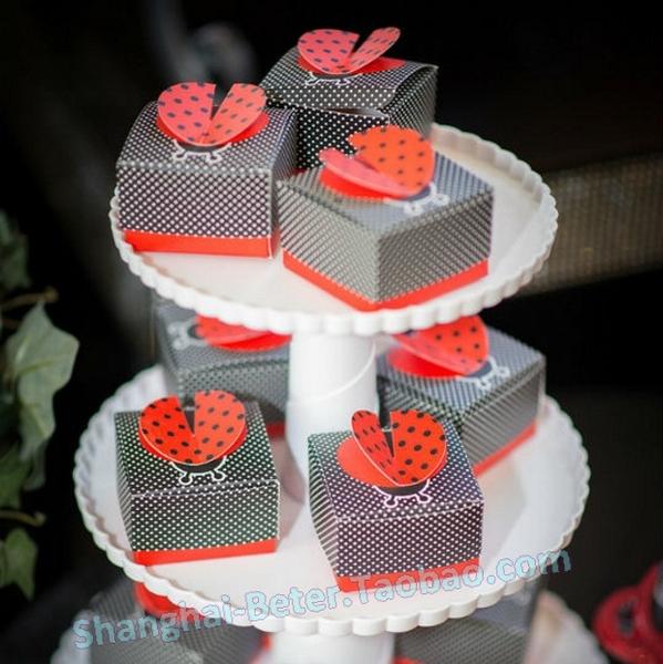 Wedding - 12pcs诞生2016创意个性糖果盒TH038宝宝满月庆生喜糖盒 瓢虫纸盒