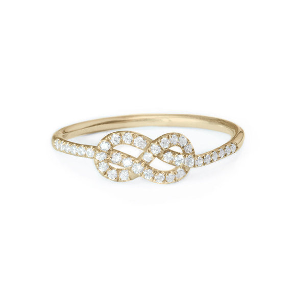 زفاف - Petite Infinity Ring, Diamond Wedding Band, Solid Gold Infinity Knot Ring, Gold Wedding Ring, Cluster Ring, Gold Rings for Women