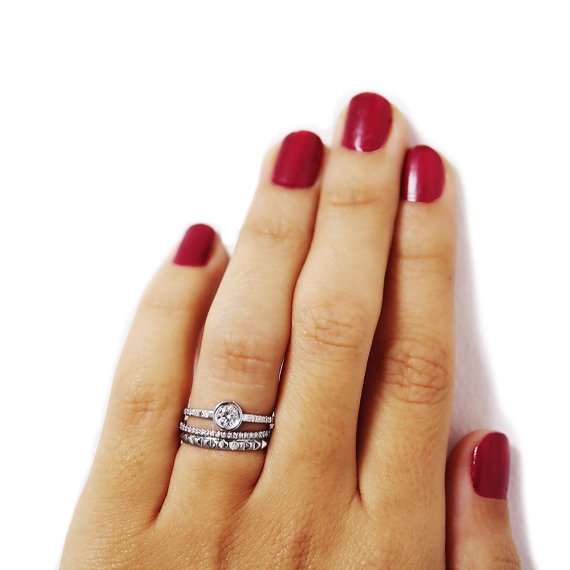 زفاف - Delicate Engagement Ring, 14K Thin Gold Ring, 0.25 CT Pave Diamond Ring, Gold Rings for Women, Pave Ring, Unique Rings