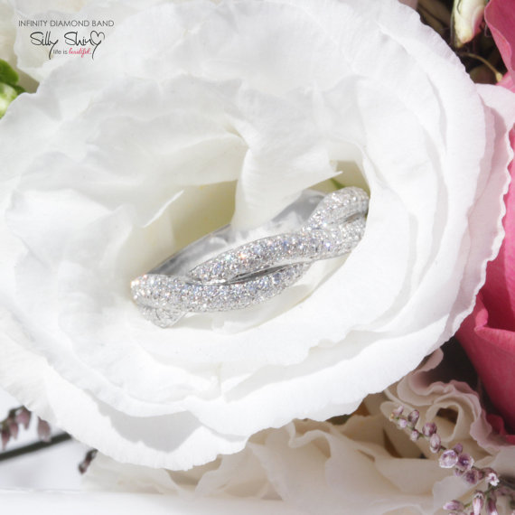 زفاف - 1.0ct Sailors Rope Diamond Band -14K Gold, Silly Shiny Diamonds, Wedding Ring, Bridal Engagement, Push gift