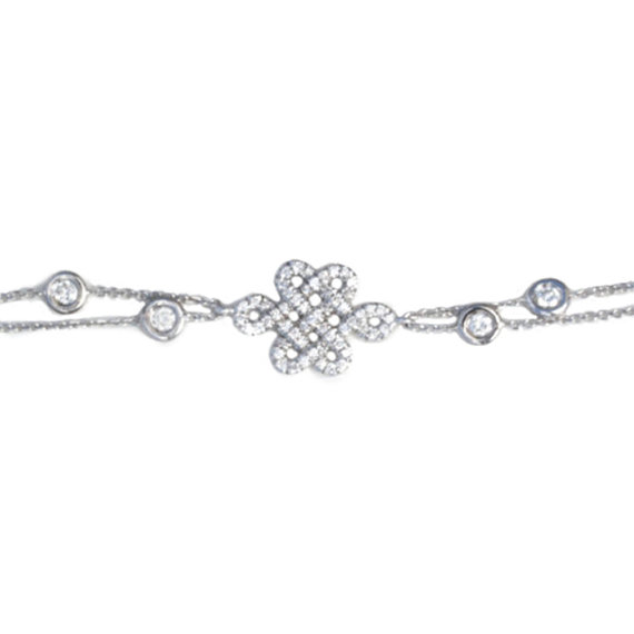 زفاف - Endless Love Knot Diamond Bracelet, Diamonds by the yard chain. Love Knot Diamond bracelet 0.80ct, 14K solid Gold