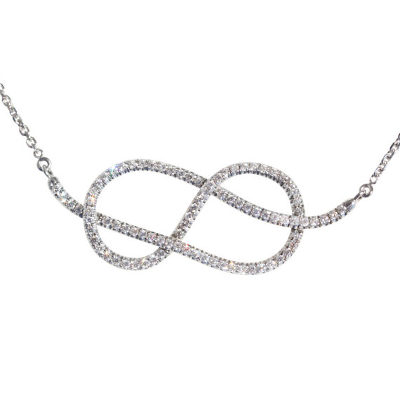 Hochzeit - Large Infinity Knot Diamond Necklace- Silly Shiny Diamonds Etsy- Wedding Diamond Necklace- Love Knot Diamond Necklace