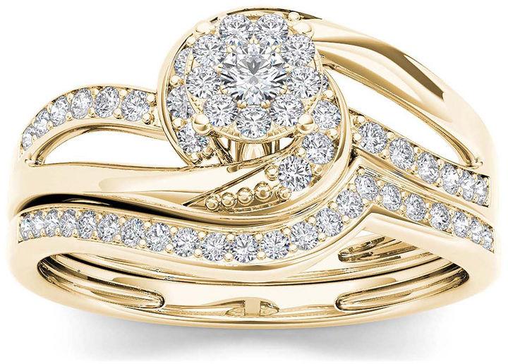 Свадьба - MODERN BRIDE 1/3 CT. T.W. Diamond 10K Yellow Gold Bridal Set
