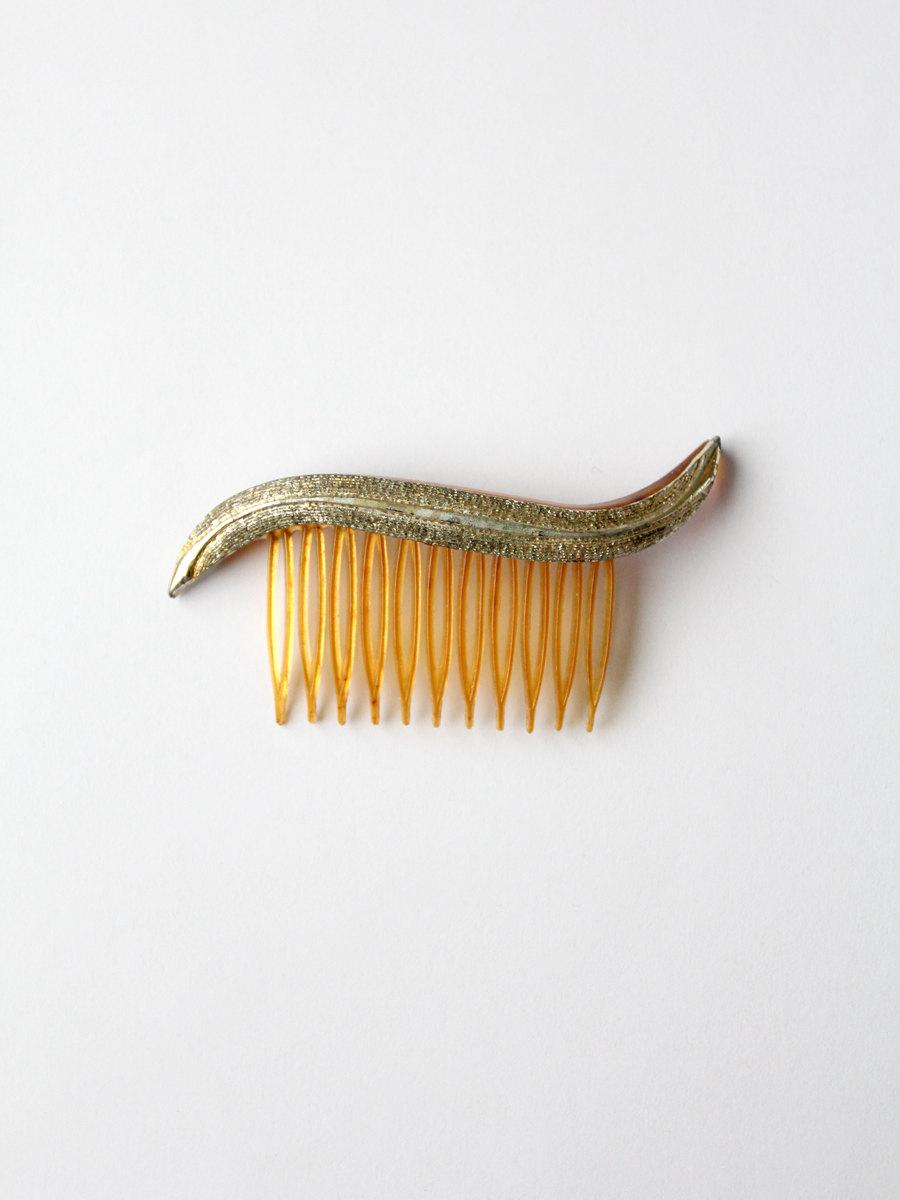 Hochzeit - vintage gold tone hair comb