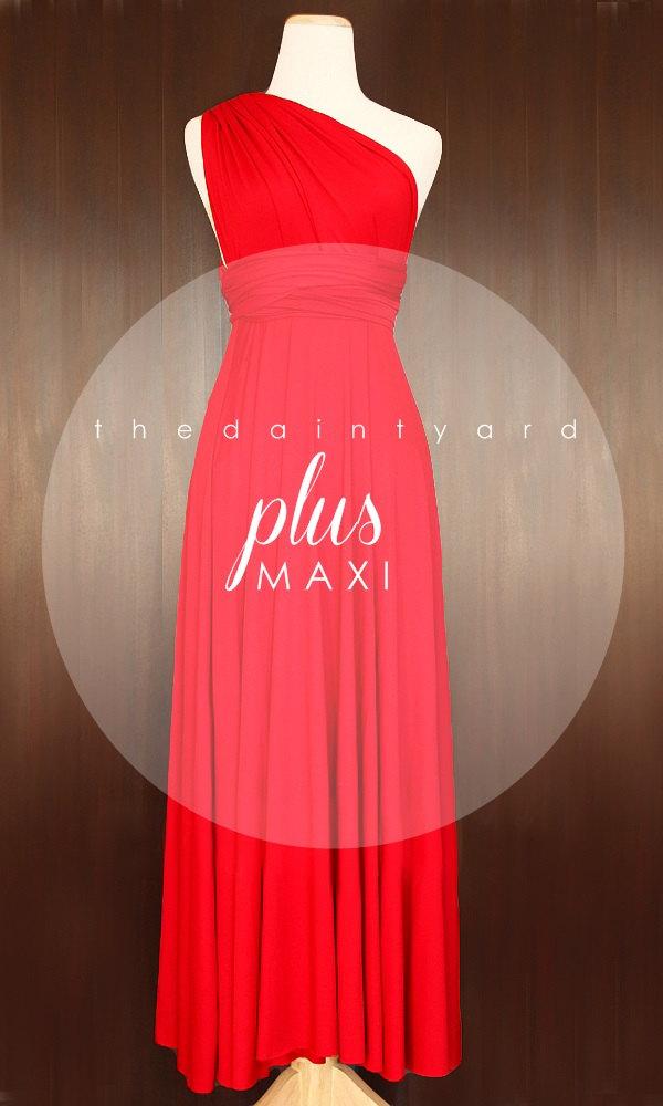 Hochzeit - MAXI Plus Size Red Bridesmaid Dress Convertible Dress Infinity Dress Multiway Dress Wrap Dress Twist Dress Wedding Dress Prom Dress