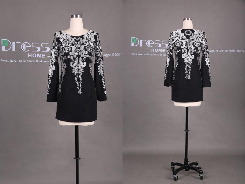 Mariage - Homecoming Dress/Black White Lace Embroidery Prom Dress/Black Prom Dress/Mini Party Dress/Black Prom Dress/Short Black Prom Dress DH308