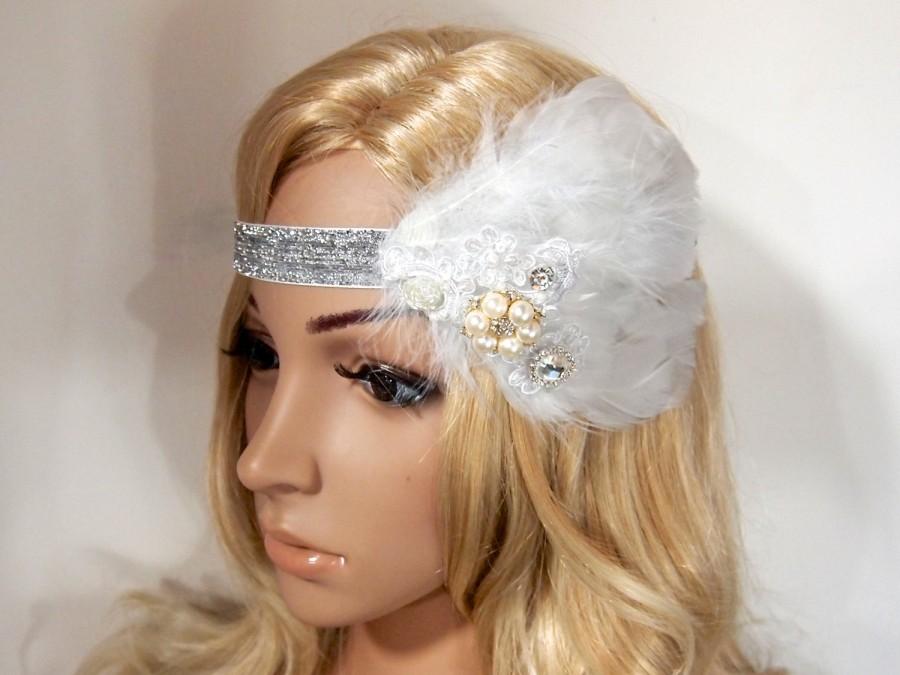 زفاف - Gatsby Headpiece, Gatsby Headband, gatsby hair clip, flapper headpiece, Flapper Hair Clip, Bridal Headpiece, Peacock fascinator HB229