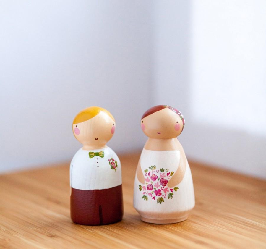 Wedding - READY TO SHIP/Wedding Cake Topper/Cake Topper/Wooden Topper/Wooden Peg Doll/Wedding Gift/Peg Dolls/Wooden Dolls