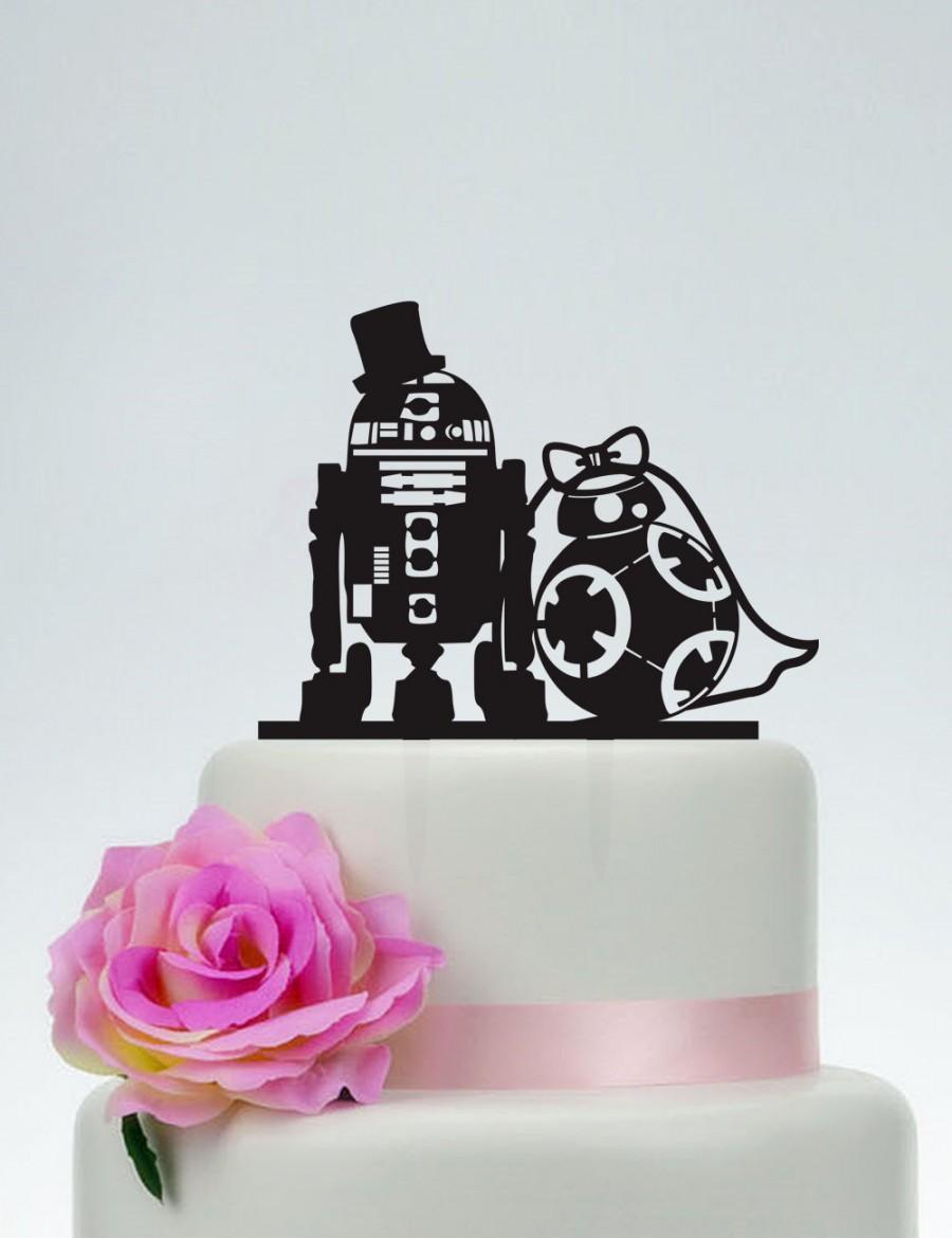 Wedding - Wedding Cake Topper,Star Wars Cake Topper,R2D2 & Bb8 cake topper, Acrylic Custom Cake Topper,Love Cake Topper,Star Wars Silhouette  P152