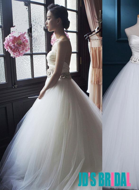 زفاف - H1687 Simple elegant sweetheart neck tulle ball gown wedding dress