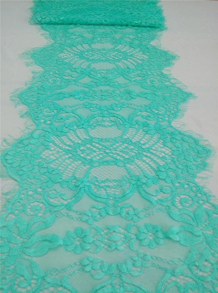 Wedding - Mint Lace Table runner, 11" , mint green  table runners,  wedding  table runners, lace table runner,   R15040802