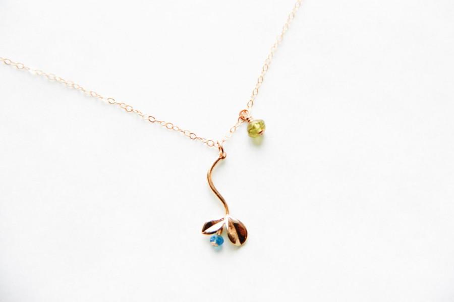 زفاف - Sprout Gemstone Gold Necklace 