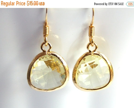 Mariage - SALE Yellow Earrings, Citrine Earrings, Jonquil, Soft Yellow, Gold Earrings, Bridesmaid Earrings, Bridal Earrings Jewelry, Bridesmaid Gifts